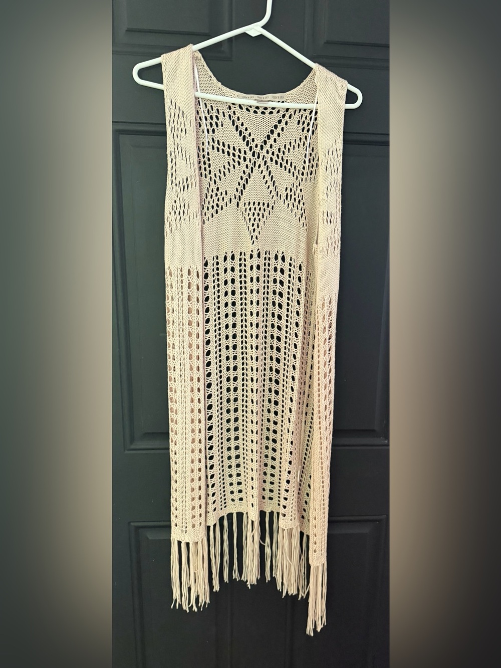 Coastal Cowgirl Western Festival Boho Cream Crochet Fringe Vest